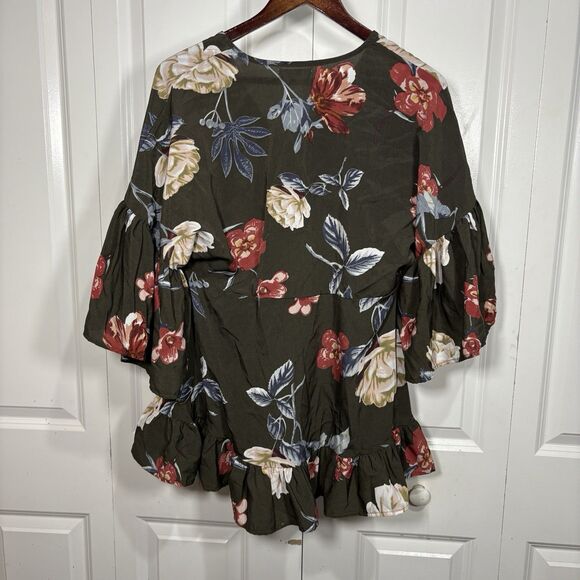 Altar’d State Top S Floral Peplum Boho Flare Sleeve Cottagecore Fall Layer - Picture 2 of 7